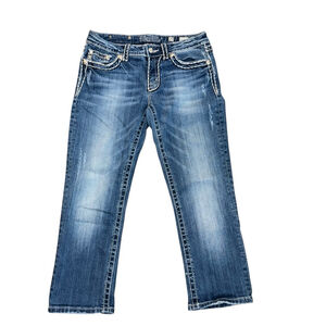 Miss Me Easy Capri Stretch Distressed Jeans Size 29 Blue Y2K retro summer
